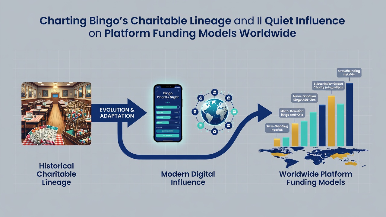 Digital dashboard displaying revenue allocation streams including charitable contributions in a modern bingo platform