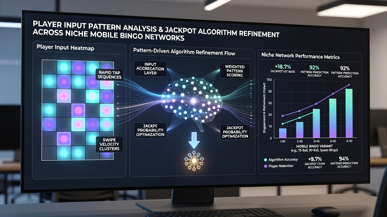 Detailed chart showing refined jackpot algorithm outputs based on aggregated player inputs in niche mobile bingo apps
