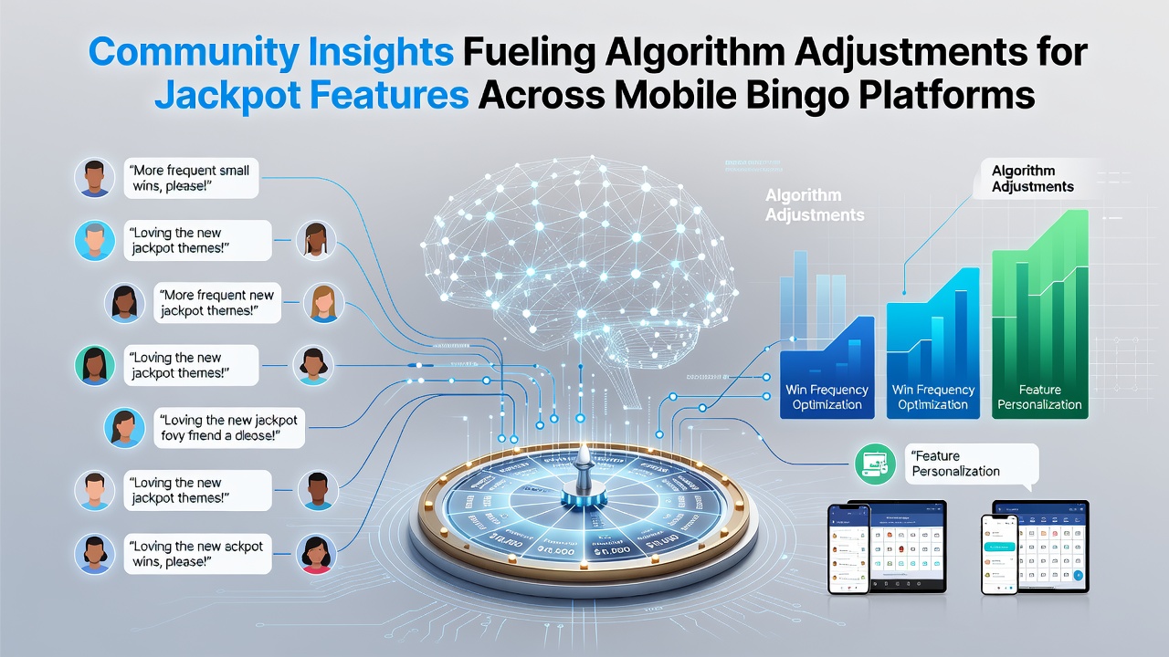 Mobile bingo players engaging with jackpot features on smartphones showing real-time community feedback integration