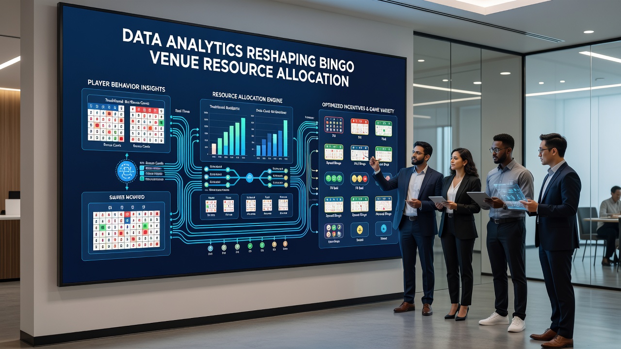 Bingo hall floor plan with overlaid analytics heatmaps for game placement optimization