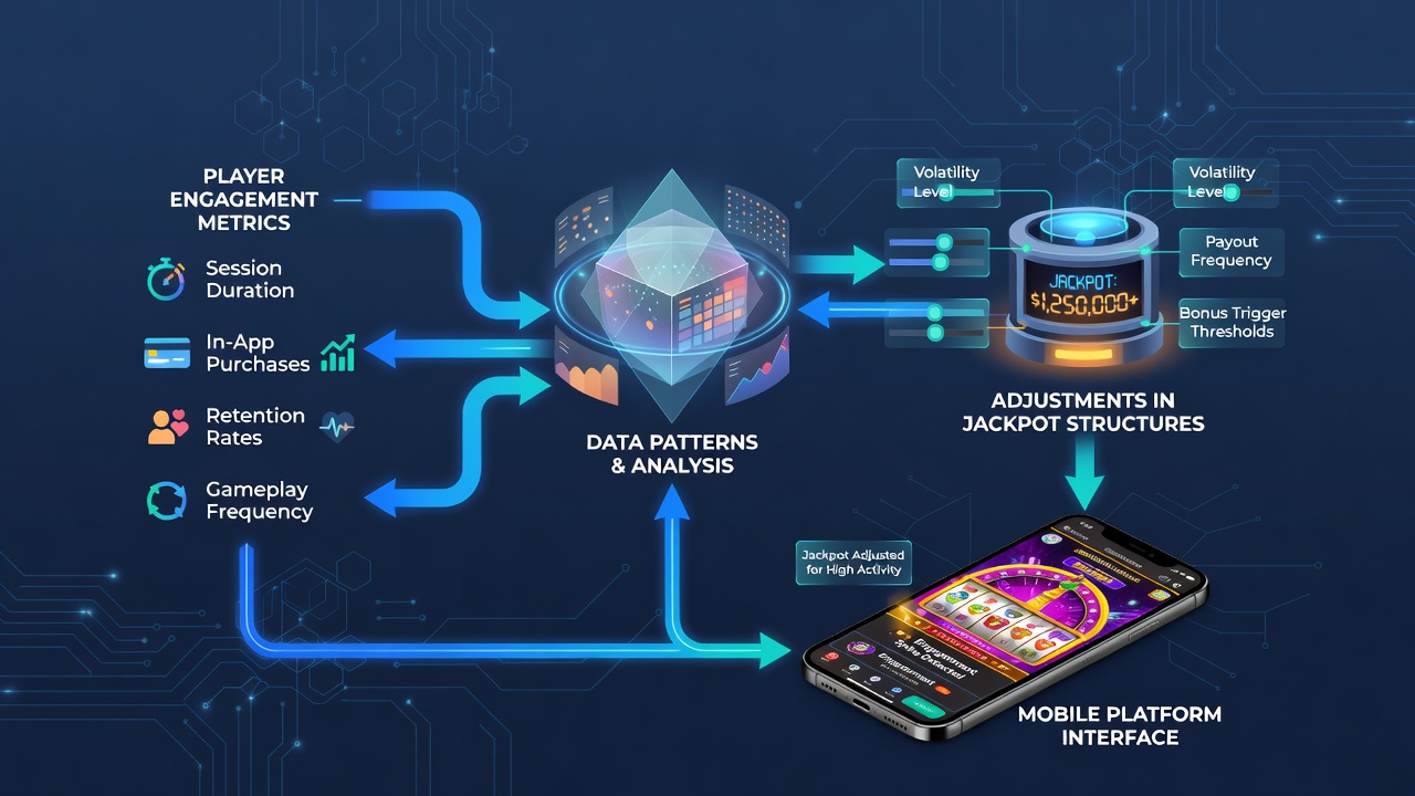 Charts illustrating correlations between mobile feature usage and jackpot modifications in bingo applications