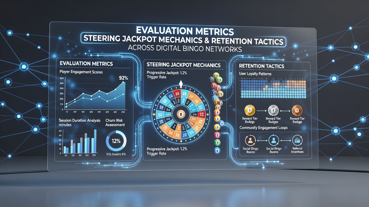 Analytics charts illustrating retention tactics linked to jackpot performance across bingo networks