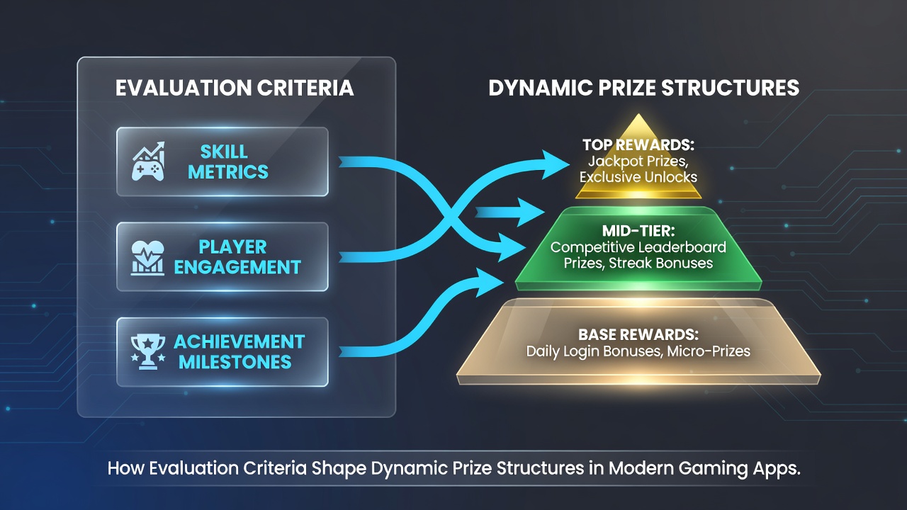 Evaluation metrics dashboard displaying real-time prize pool adjustments in a gaming application interface