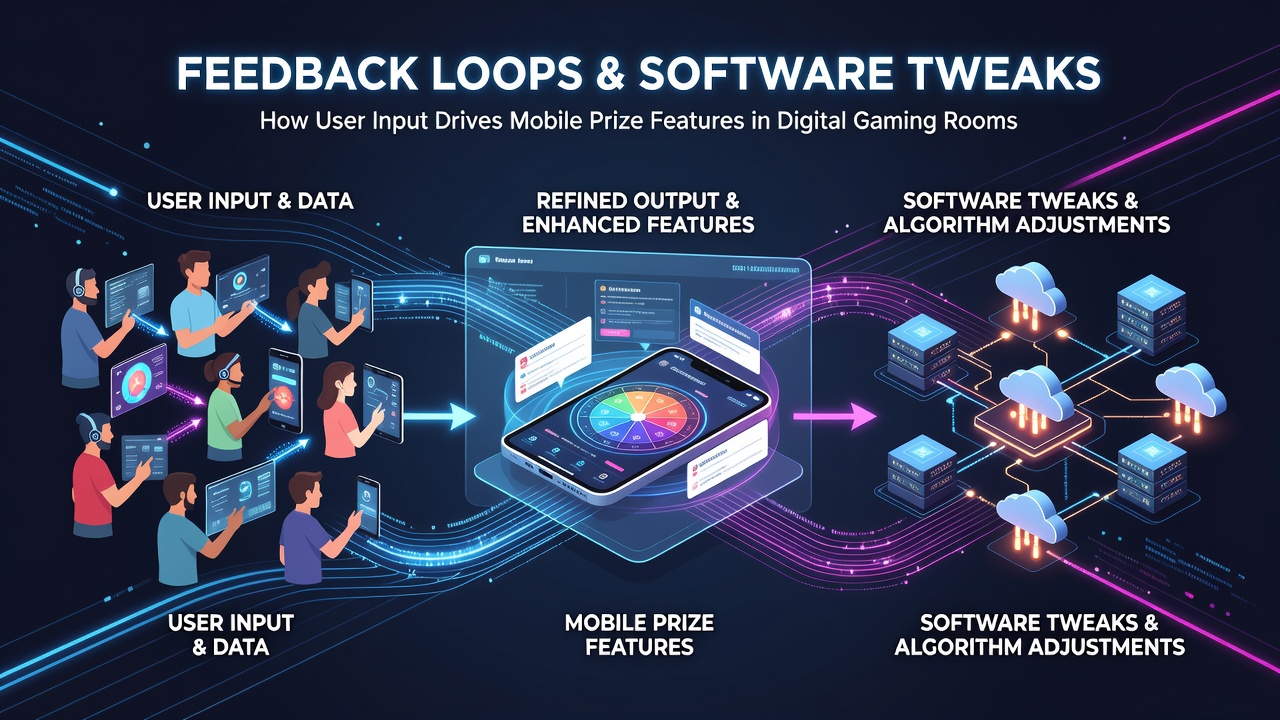 Illustration of user feedback loops influencing mobile gaming prize features and software adjustments