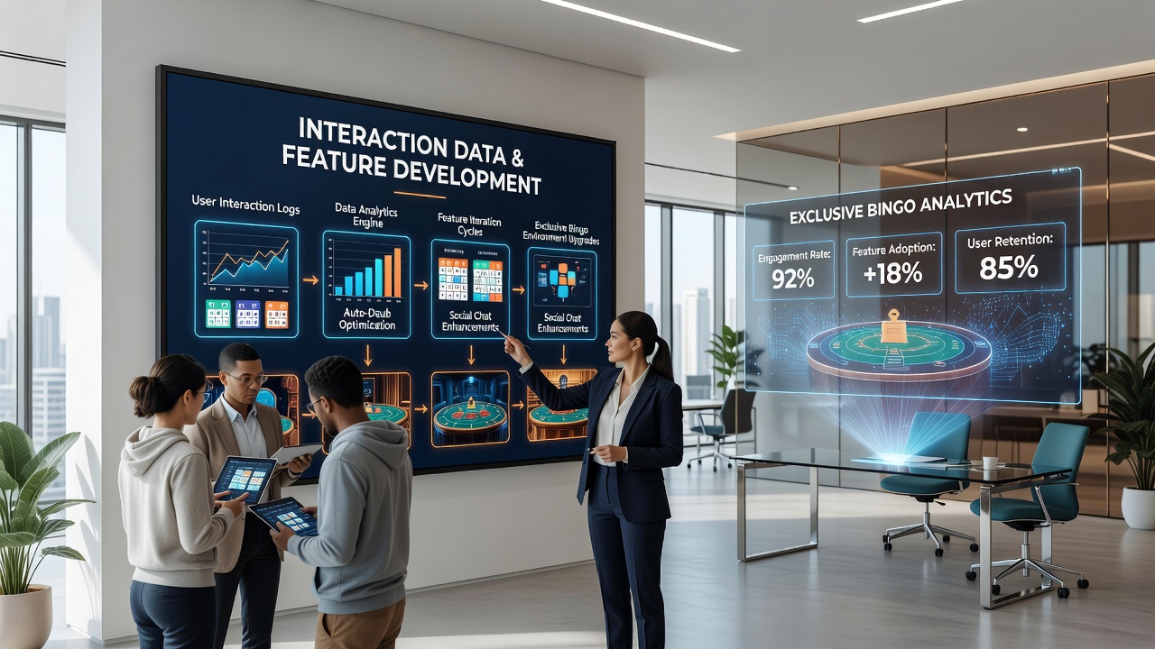 Analytics dashboard displaying real-time player interaction metrics in an exclusive bingo platform