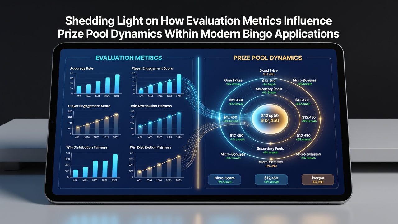 Analytics graphs illustrating the relationship between player metrics and fluctuating prize pools in bingo software
